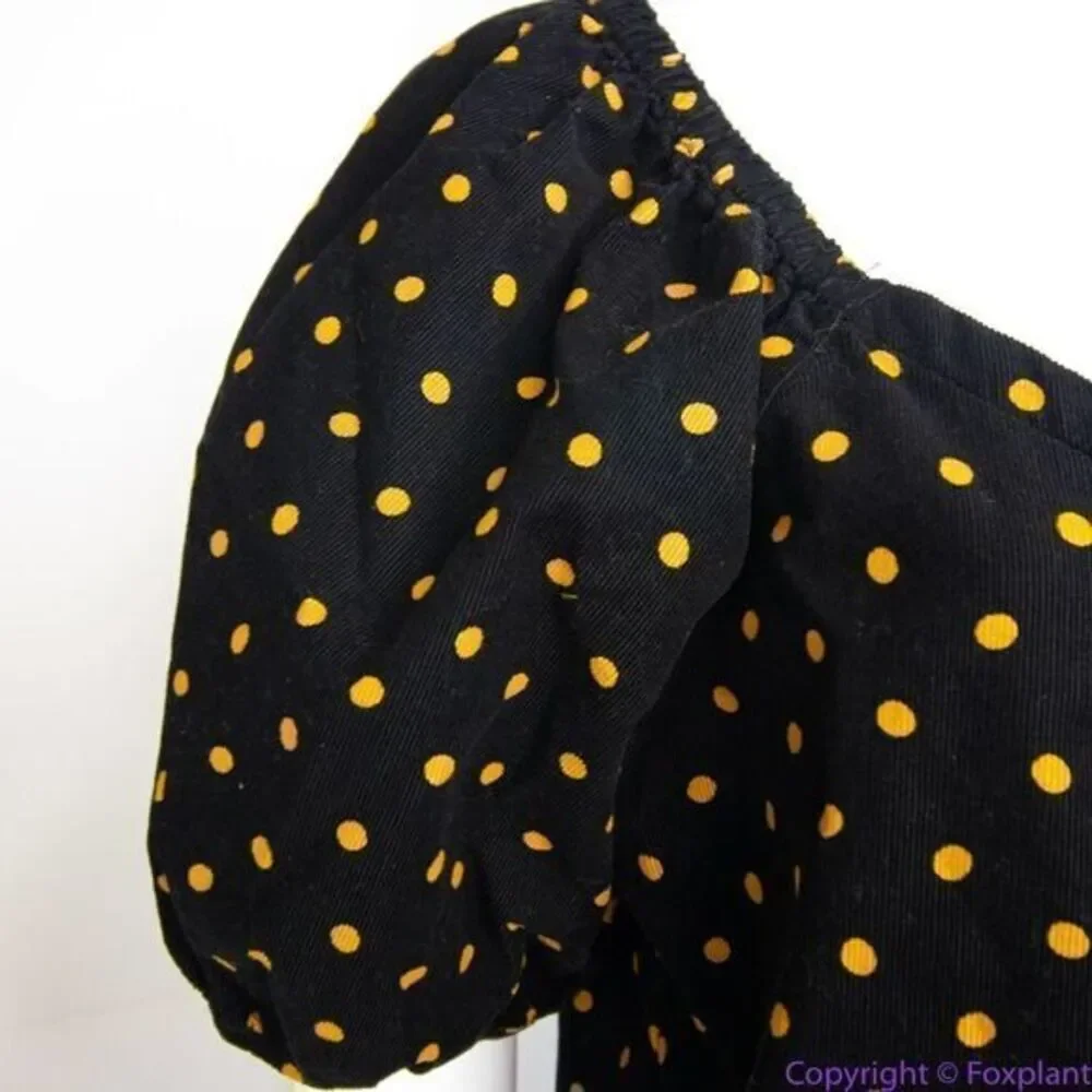NEW Madewell Corduroy‎ Puff-Sleeve Wrap Top in Oval Dot, XS